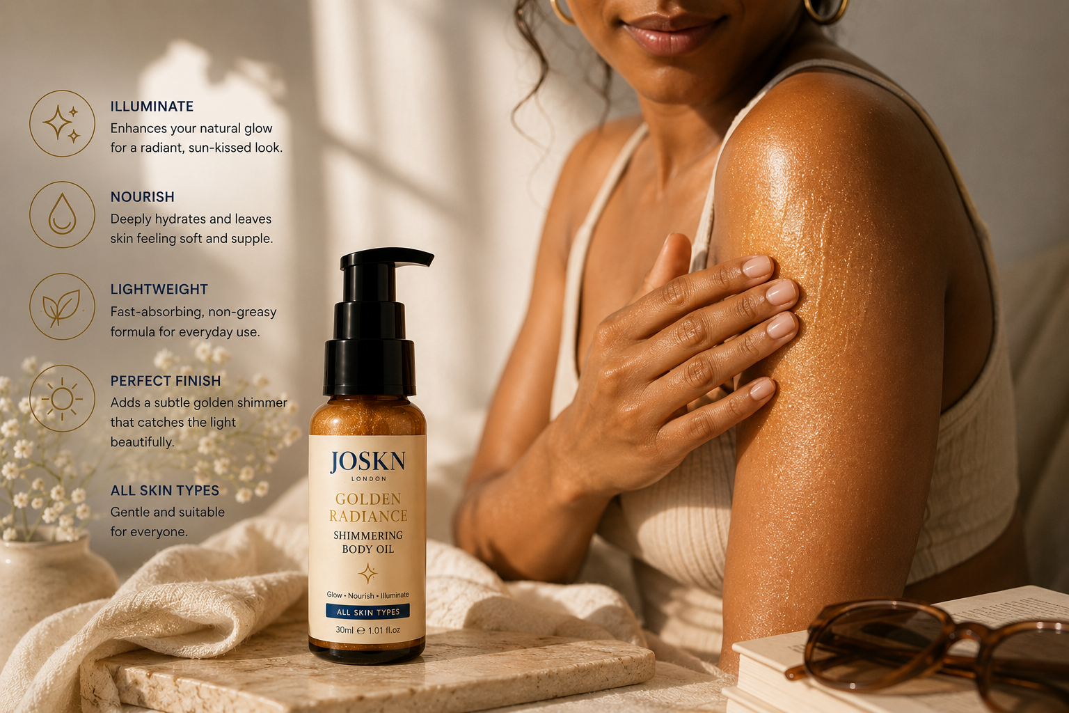 JOSKN Golden Radiance Shimmering Body Oil