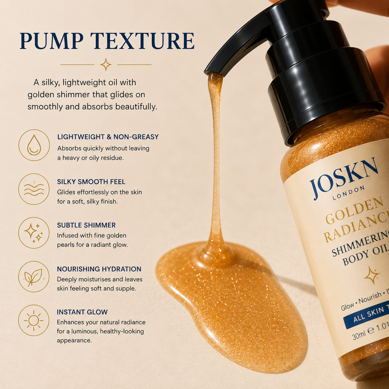 JOSKN Golden Radiance Shimmering Body Oil